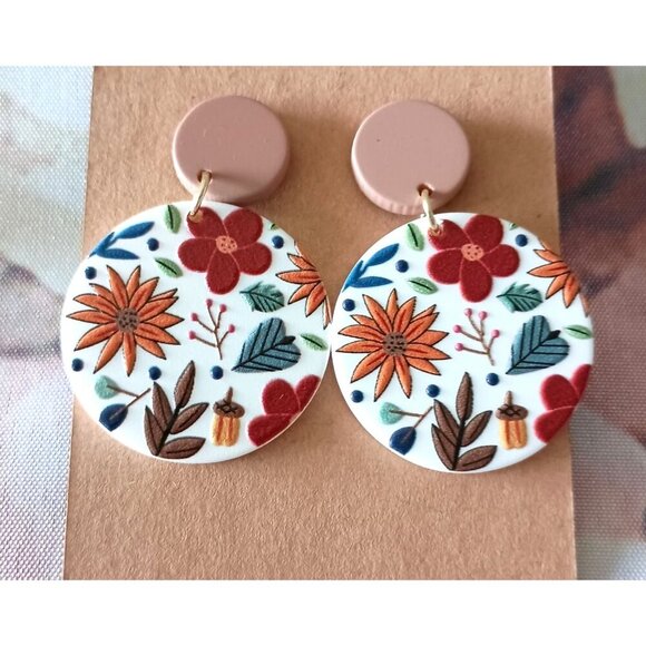 Colorful Round Acrylic Dangle Earrings – Lightweight Statement Jewelry NEW - Picture 1 of 5